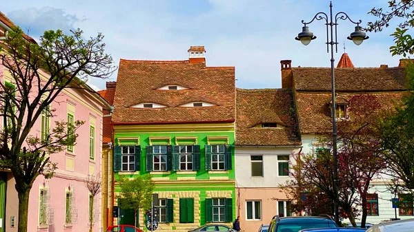 Charming Architecture Historic Town Sibiu Romania — Fotografia de Stock