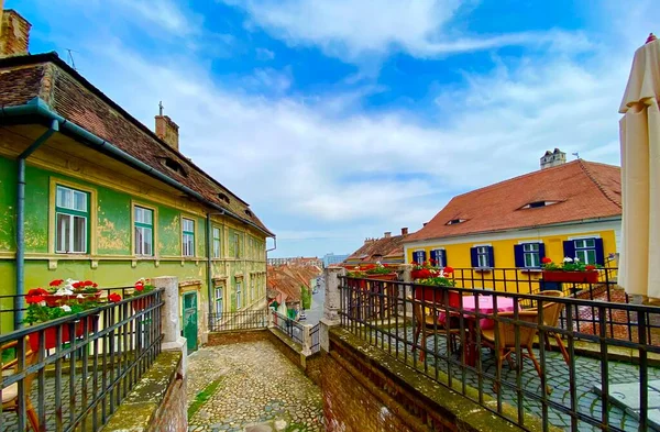 Bridge Lies Charming Historic Town Sibiu Romania — Fotografia de Stock