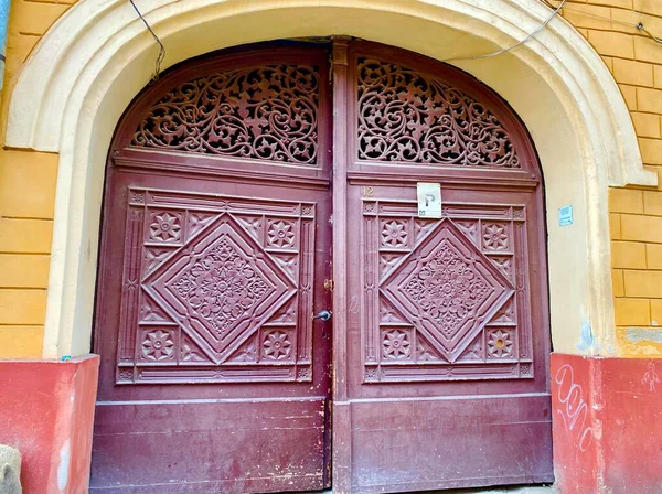 Beautiful Old Colorful Door Charming Historic Town Sibiu Heart Romania — стоковое фото
