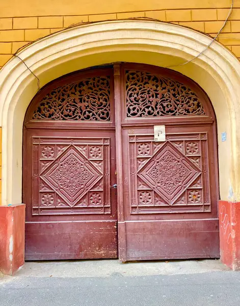 Beautiful Old Colorful Door Charming Historic Town Sibiu Heart Romania — стоковое фото