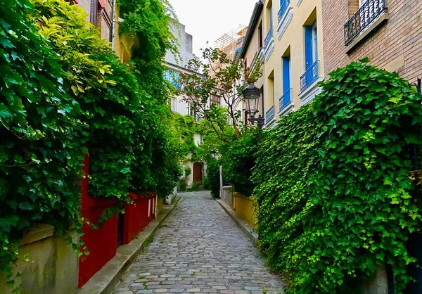 パリで最も緑豊かでかわいい通りの1つ — ストック写真