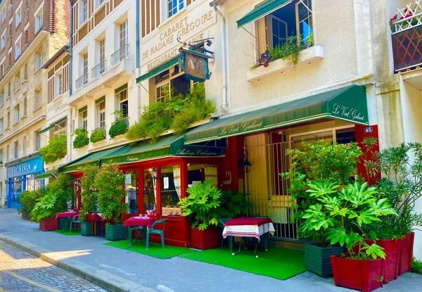Bela Rua Verde Acolhedora Paris — Fotografia de Stock