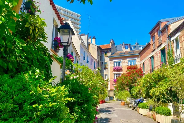 パリの美しい居心地の良い緑の通り — ストック写真