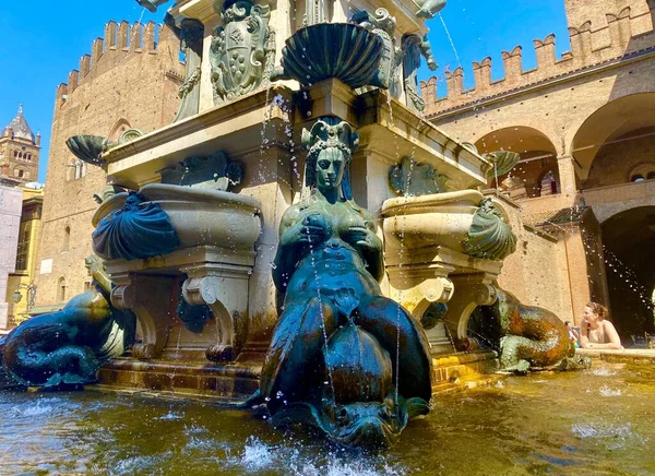 Fountain Neptune Piazza Del Nettuno Square Bologna — ストック写真