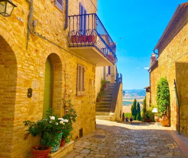 Toskana 'nın güzel manzaralı Pienza kasabası