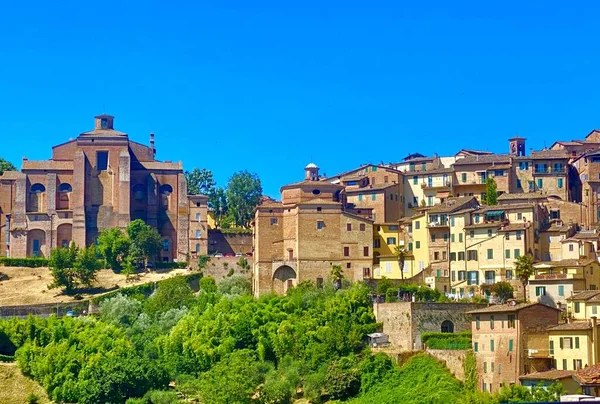Oude Huizen Oude Binnenstad Van Siena Toscane — Stockfoto
