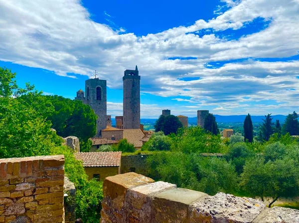 San Gimignano Középkori Városának Felejthetetlen Látképe Toszkánában — Stock Fotó