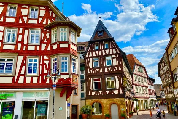 Charming Wooden German Houses Old Town Bensheim — Stock Photo, Image