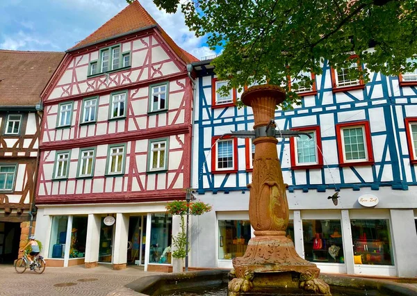 Charming Wooden German Houses Old Town Bensheim — Stock Photo, Image