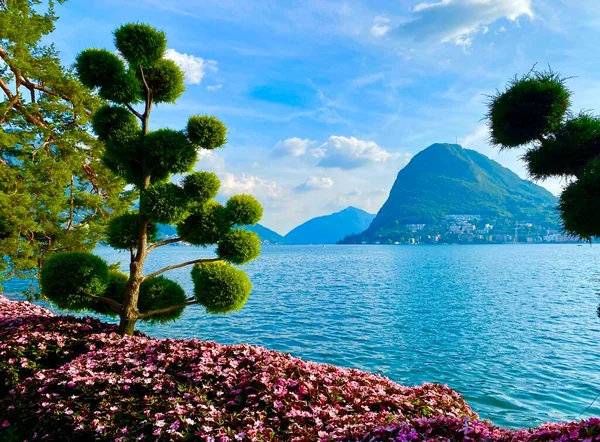 Krásné Jezero Lugano Švýcarsku — Stock fotografie