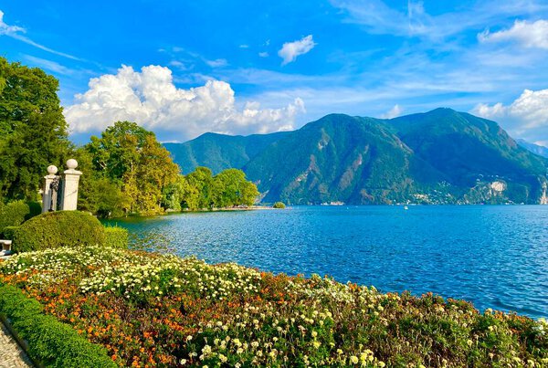 Beautiful lake of Lugano in Switzerland