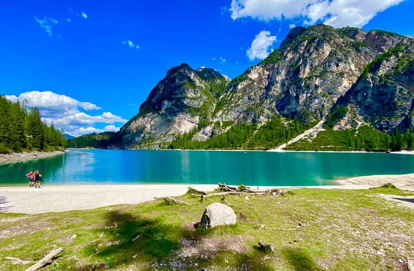 Piękne Jezioro Braies Włoskich Górach — Zdjęcie stockowe