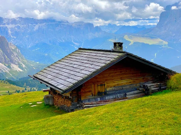 Village Dans Les Alpes Italiennes Seceda — Photo