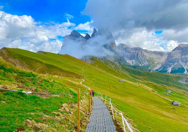 Paisaje Con Las Montañas Los Alpes Italianos Seceda —  Fotos de Stock