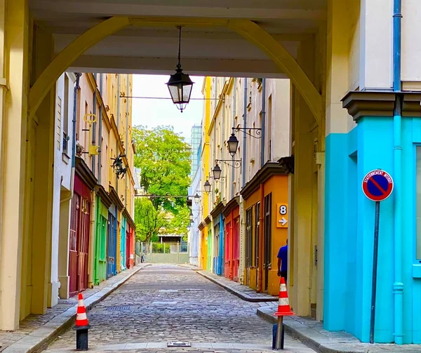 Bela Rua Escondida Cour Alsace Lorraine Cidade Paris — Fotografia de Stock