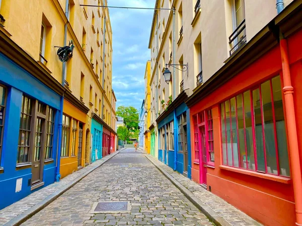 The beautiful hidden street of Cour d\'Alsace-Lorraine in the city of Paris