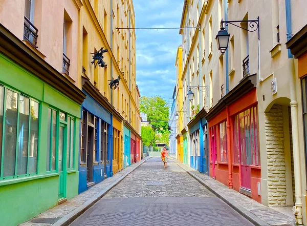 Piękna Ukryta Ulica Cour Alsace Lorraine Paryżu — Zdjęcie stockowe