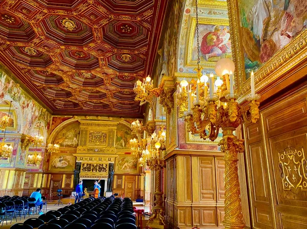 Belső Tér Királyi Palota Fontainebleau Franciaországban — Stock Fotó