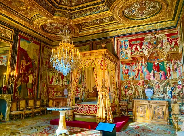 Wnętrze Królewskiego Pałacu Fontainebleau Francji — Zdjęcie stockowe