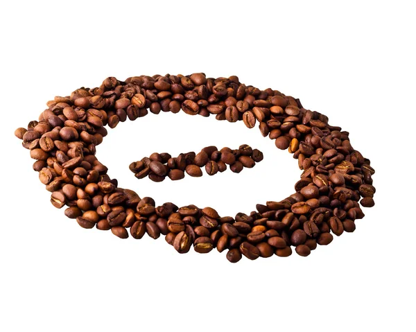 Vista 'menos' em círculo de grãos de café — Fotografia de Stock