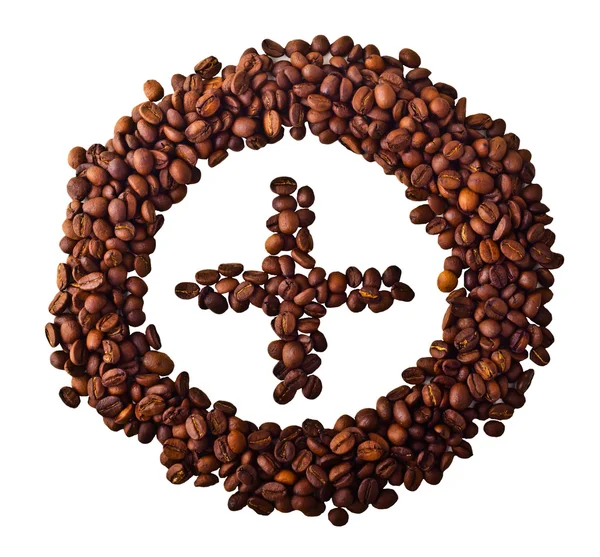 Sight "plus" i cirkel från kaffebönor — Stockfoto