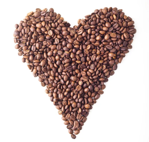 Vista 'Coração' de grãos de café — Fotografia de Stock