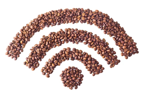"wi-fi" symbol z kávových zrn — Stock fotografie