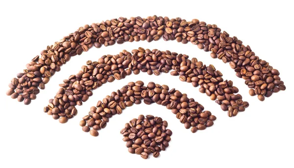 'wi-fi' symbool van koffie bonen — Stockfoto