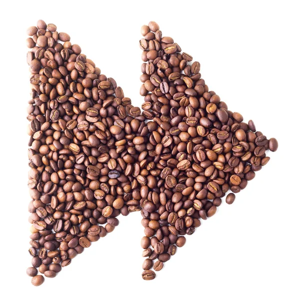 "framåt" symbol från kaffebönor — Stockfoto