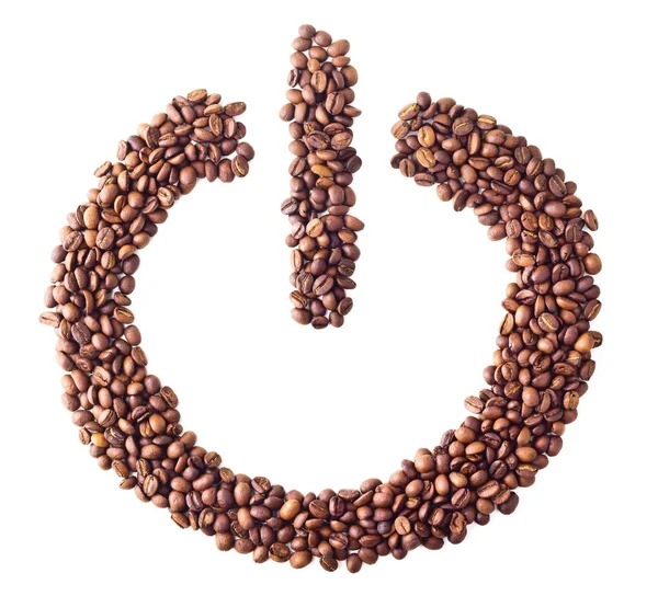 35コーヒー豆から '電源を入れます、オフ' シンボル — Stockfoto