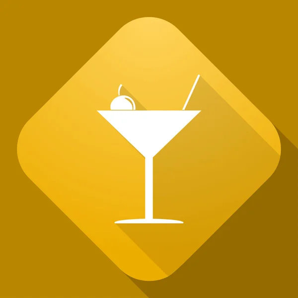 Vektor-Ikone aus Martini-Glas mit langem Schatten — Stockvektor