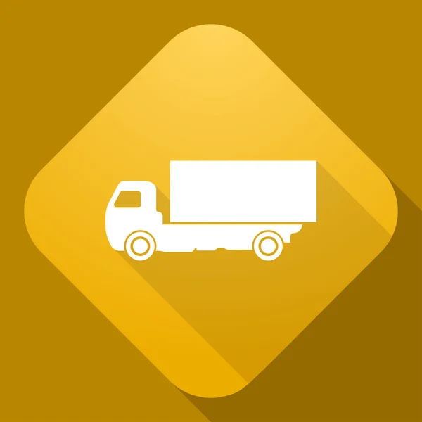 Vector icon of truck with a long shadow — Stock Vector