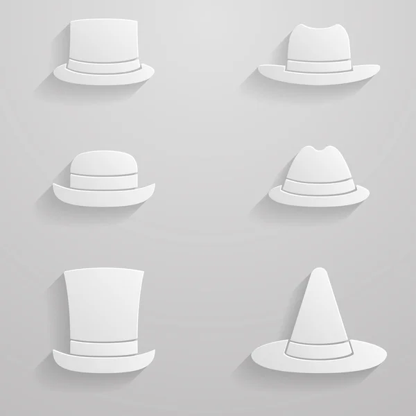 Paper hats icon set — Stock Vector