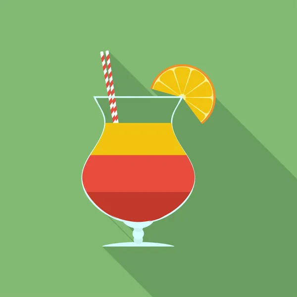 Ícone de cocktail de verão. Estilo plano moderno com uma sombra longa —  Vetores de Stock