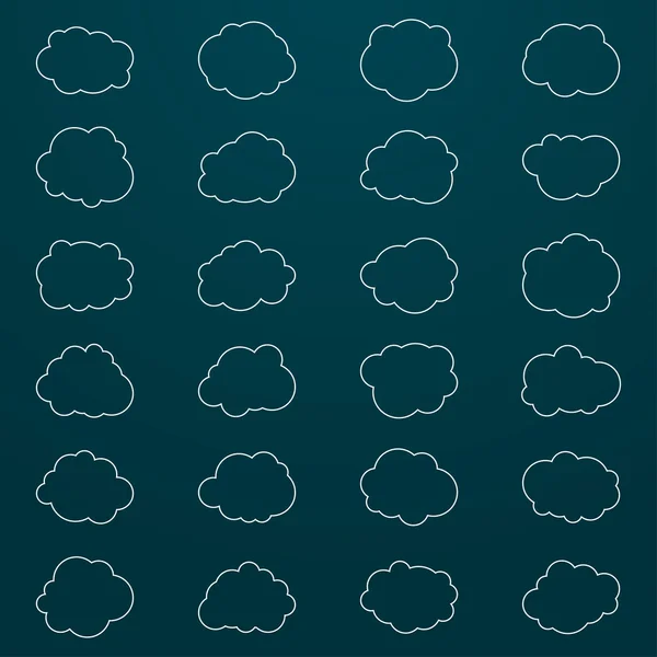 Set of cloud icons. Thin line style. — Stock Vector