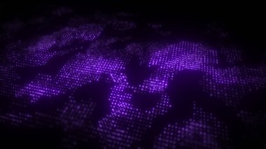 Yüzeyde ışıldayan parlak parçacıklar. Fraktal arka plan. Izgara, noktalar ağı