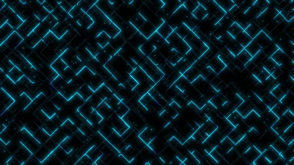 Abstrakcyjne Neonowe Linie Świecące Paski Kropki Biegnące Siatce Futurystyczne Tło — Zdjęcie stockowe