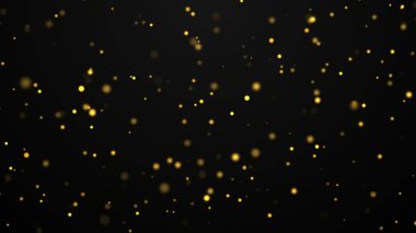 Titrek soyut parçacıklar. Altın toz arkaplanı.