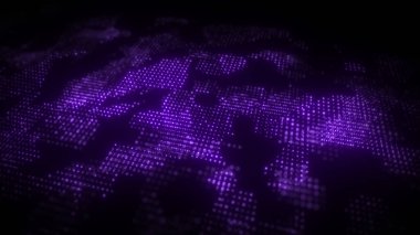 Yüzeyde ışıldayan parlak parçacıklar. Fraktal arka plan. Izgara, noktalar ağı