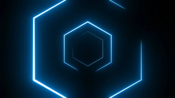 カラフルな輝きのストローク ネオン六角形 — ストック写真