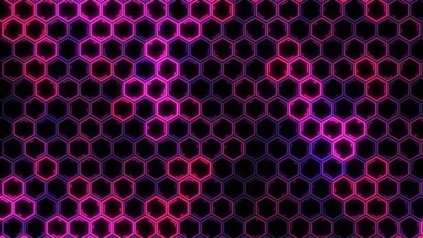 Rezumat Futurist Hexagon Stralucire Neon Suprafata Structura Hud — Fotografie, imagine de stoc