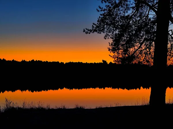 Puesta Sol Río — Foto de Stock