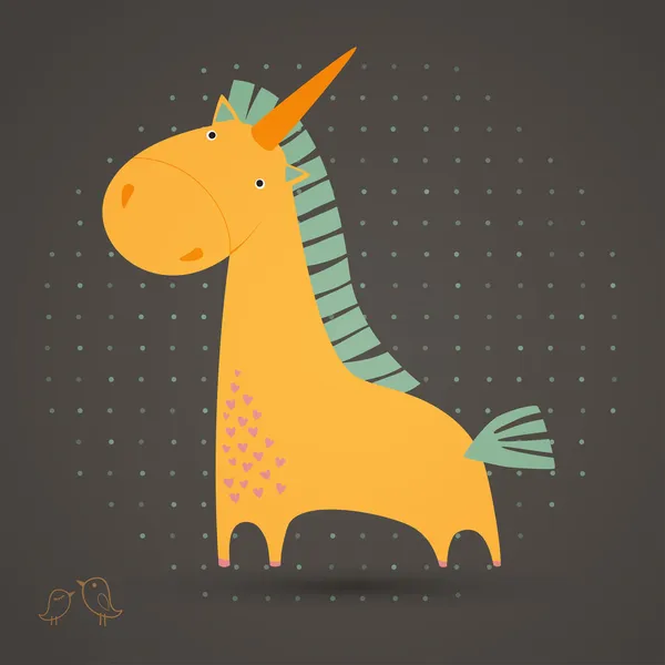 Tarjeta de felicitación con unicornio lindo — Archivo Imágenes Vectoriales