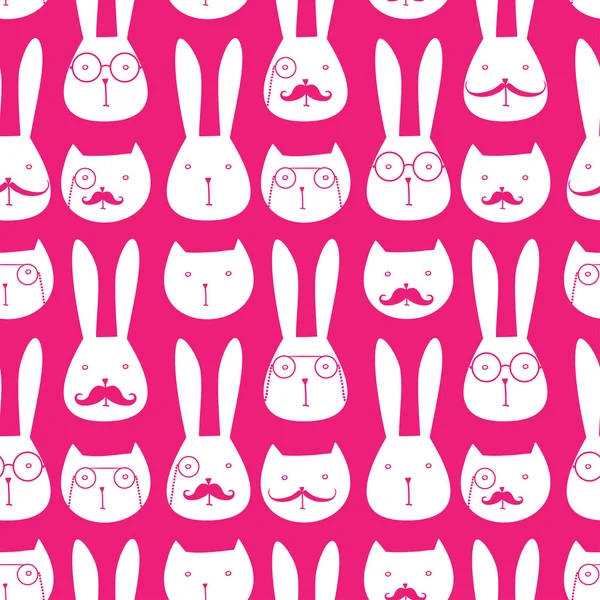 Bezešvé vzor s roztomilý králíky a kočky — Stockový vektor
