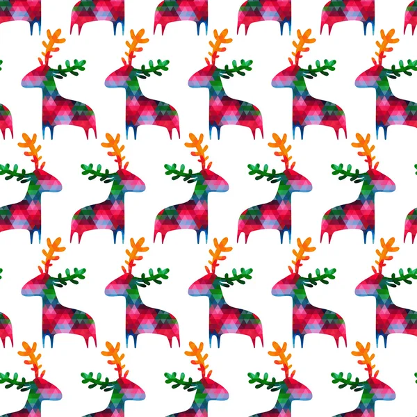 Motif sans couture de Noël avec des cerfs colorés — Image vectorielle