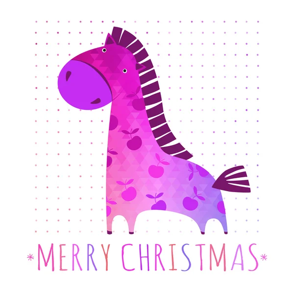 Tarjeta de NAVIDAD con caballo colorido — Vector de stock