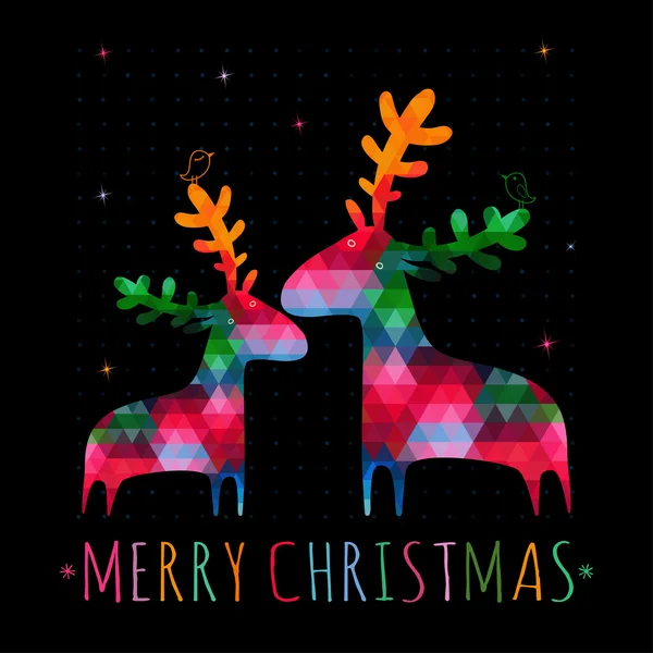 CHRISTMAS cartão com veados coloridos — Vetor de Stock