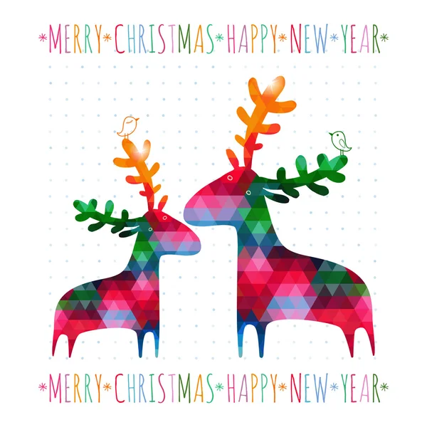 CHRISTMAS cartão com veados coloridos —  Vetores de Stock