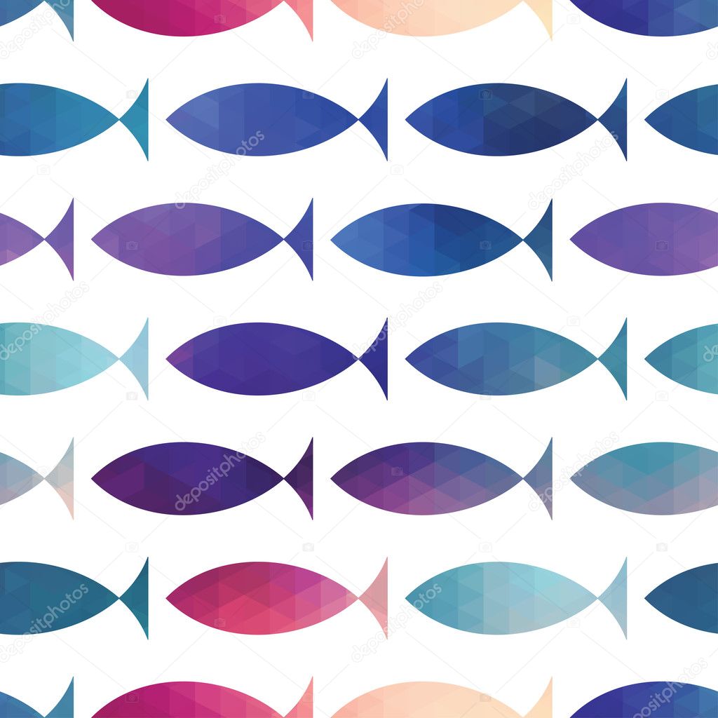 fish seamless pattern. Vector. Vector triangle fish. Abstract fi