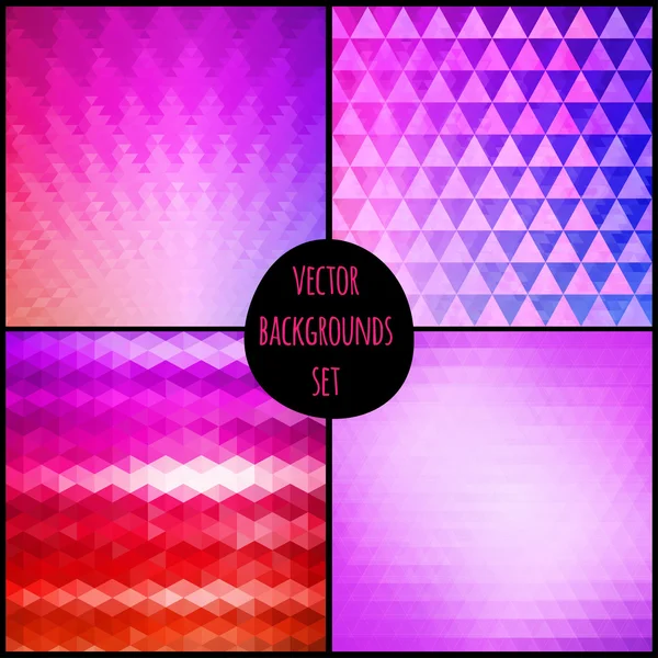 Set of four geometric patterns. Texture with triangles. Mosaic. — Stock Vector